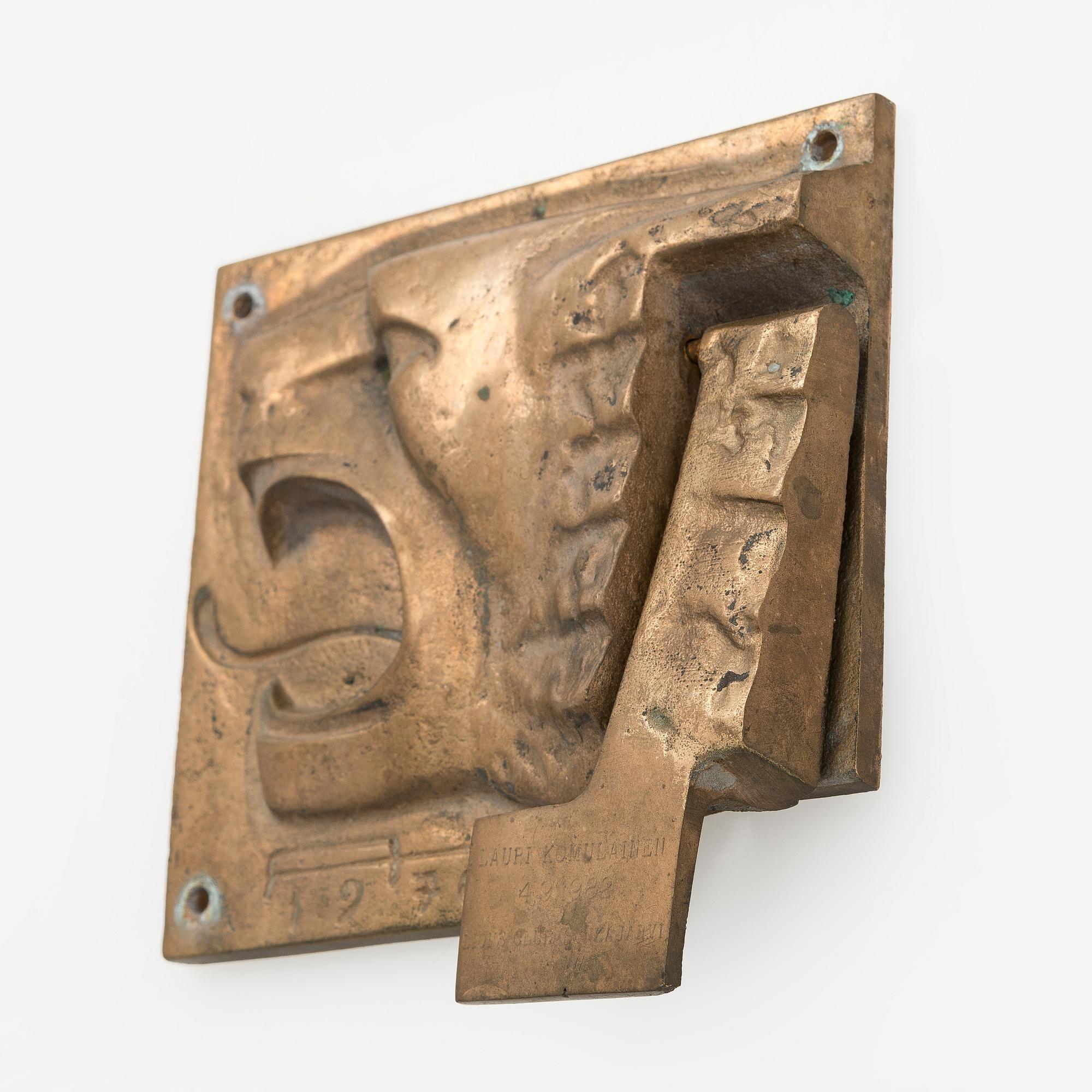 Armas Hutri, a door knocker, signed AH and dated 1970.