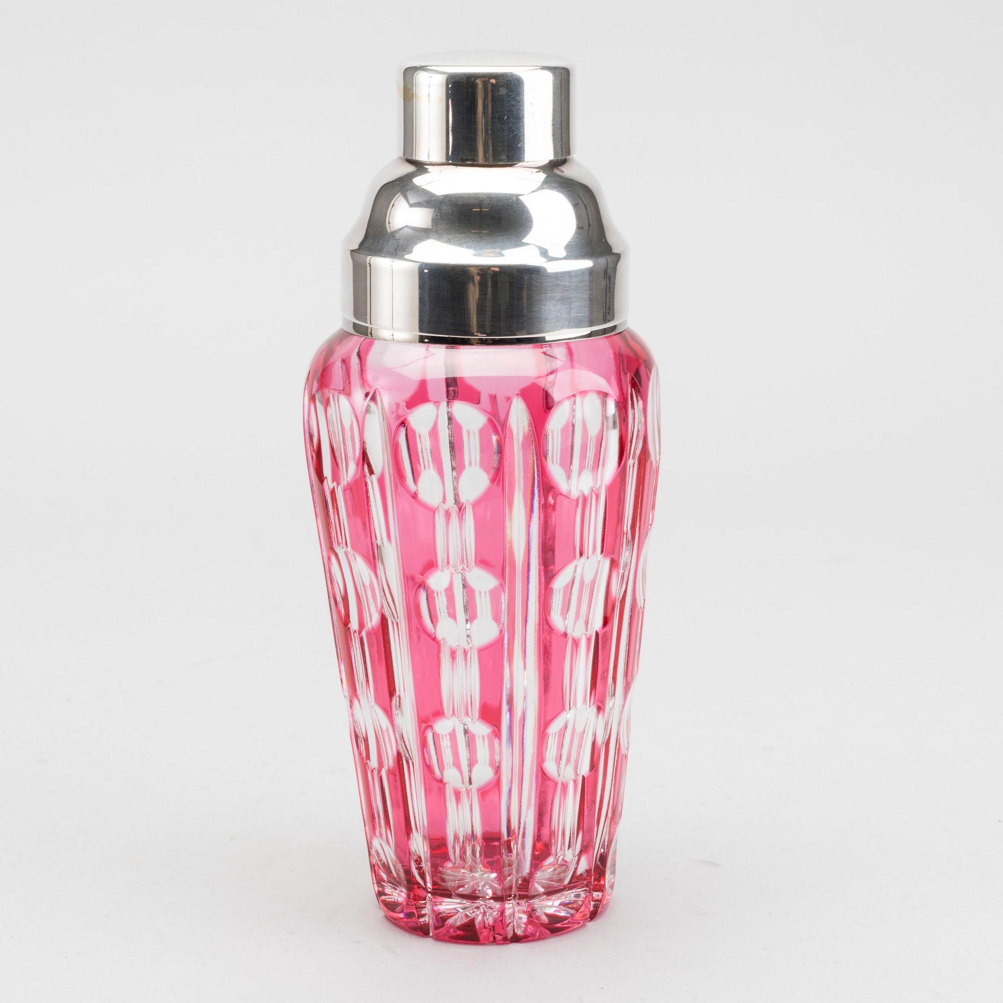 A glas and metal shaker, mid 20th century,