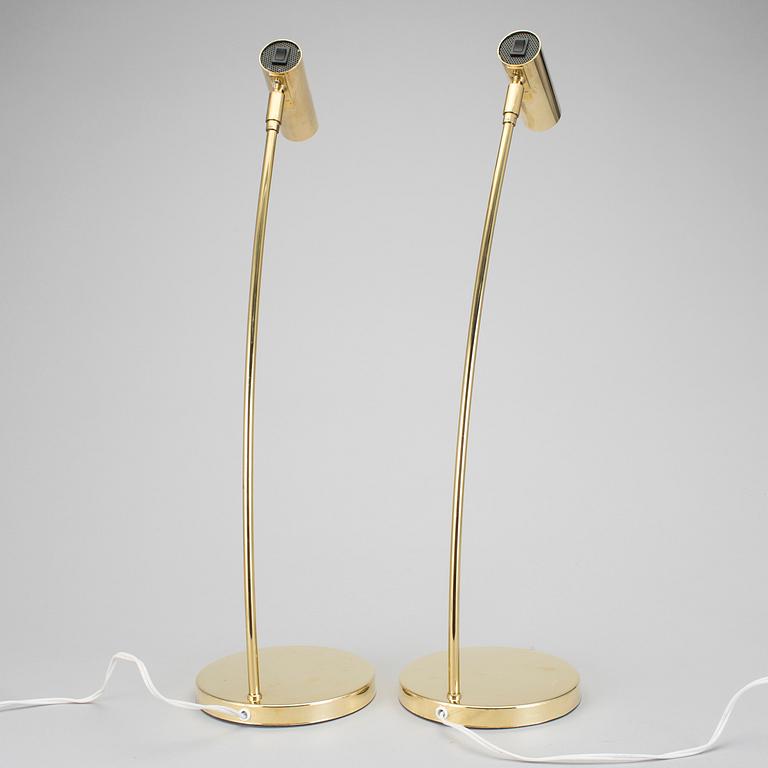 A pair of brass table lamps "Puck", by Åke Hultgren for Örsjö Belysning.