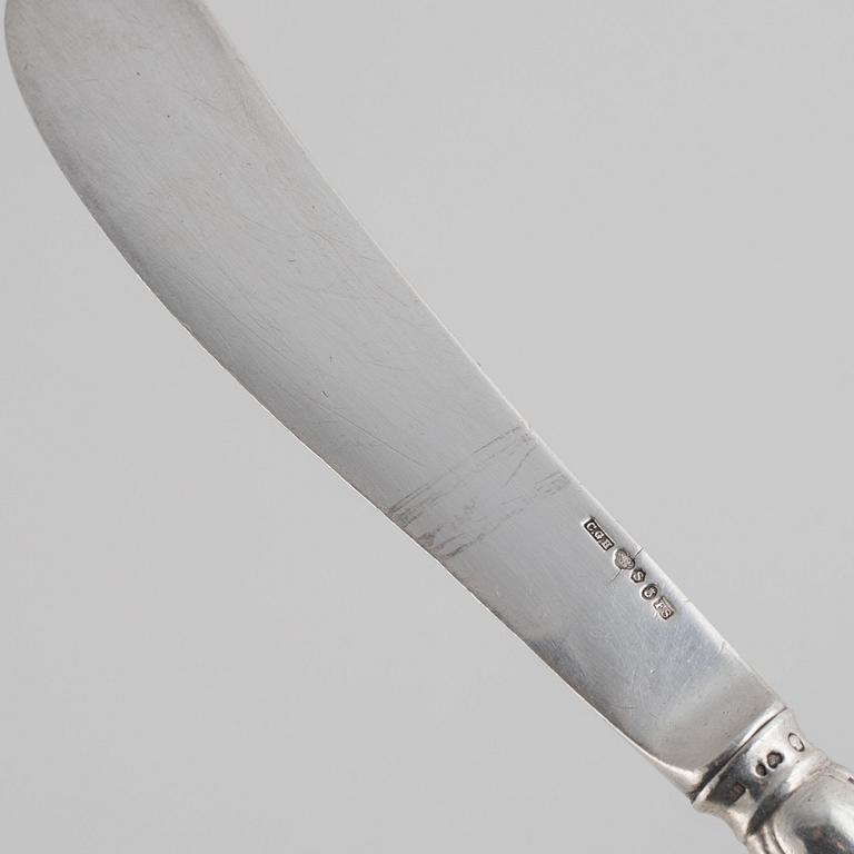Bestickuppsättning, 78 delar, silver, "Hallbergs Chippendale", CG Hallberg, Stockholm, bl a 1934.