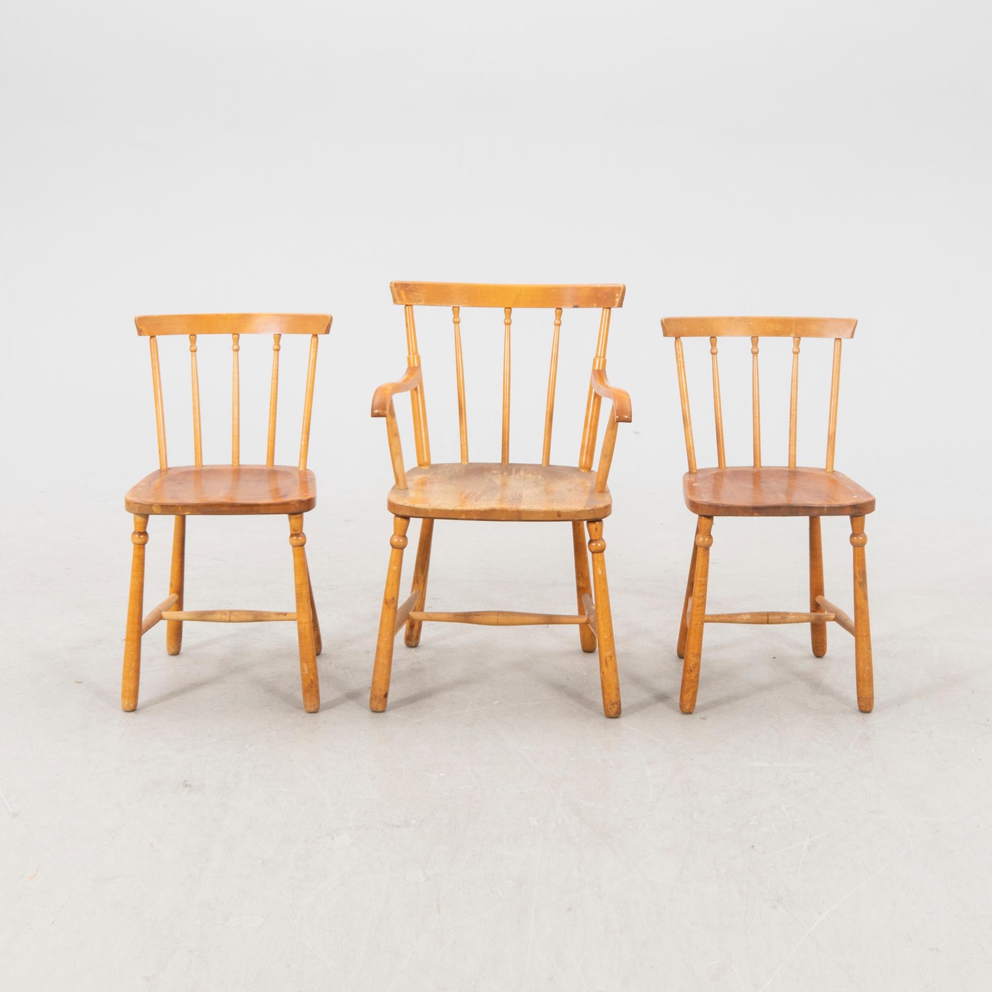 A set of eight chairs and an armchair Nässjö stolfabrik early 1900s.