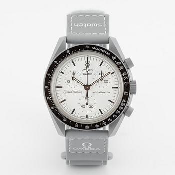 Swatch/Omega, MoonSwatch 1965, "No Reserve", chronograph, wristwatch, 42 mm.