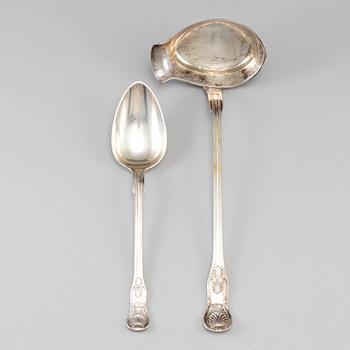 A Swedish 19th century  silver soup ladle and serving spoon, Stockholm 1853 and 1883.