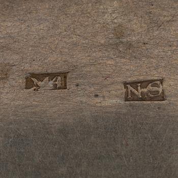 Dosa, guld, samt dosor, 4 st, silver. 1800-1900-tal.