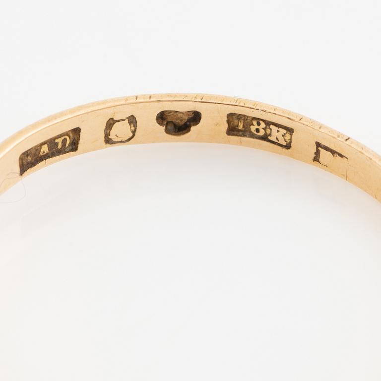 Ring, six pieces, 18K gold with, among other things, pearls and rose-cut diamond.