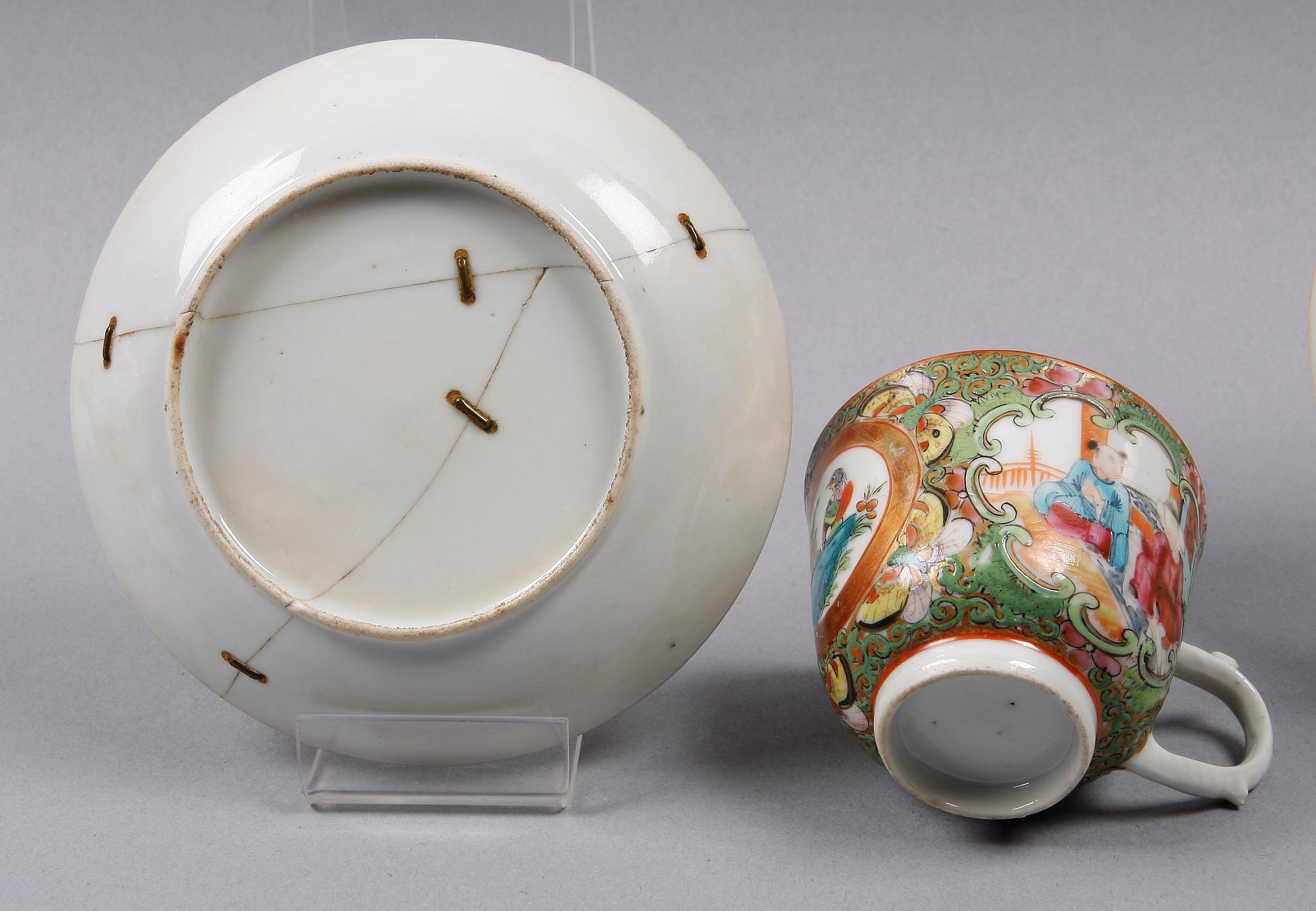 PARTI PORSLIN, 5 delar, Kina, 1800-1900-tal.