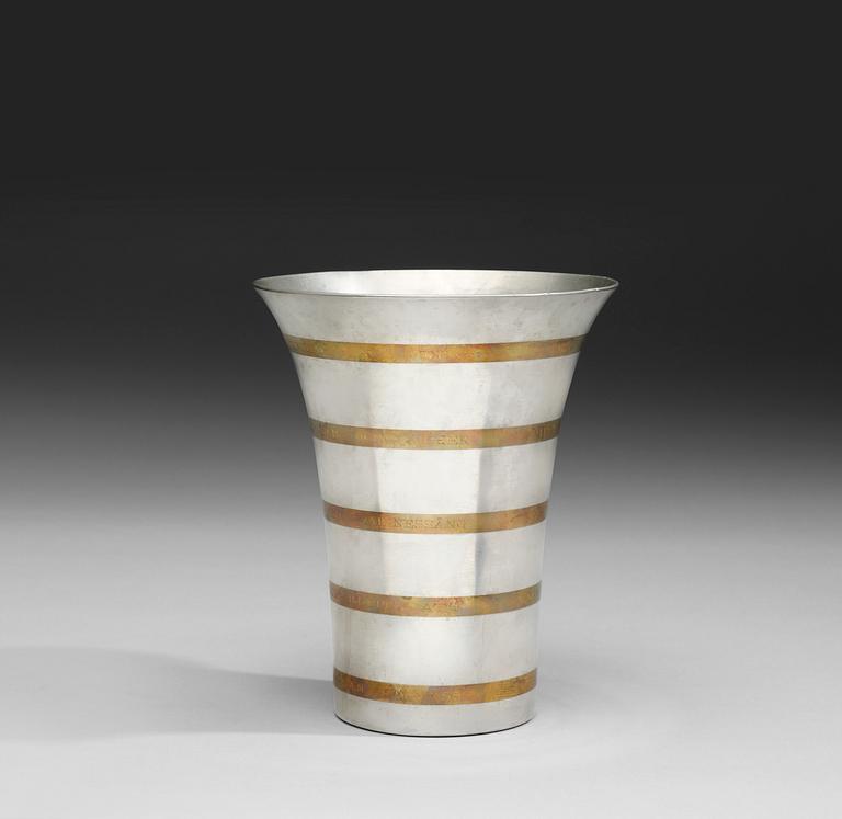 An Estrid Ericson pewter vase by Svenskt Tenn, Stockholm 1950.