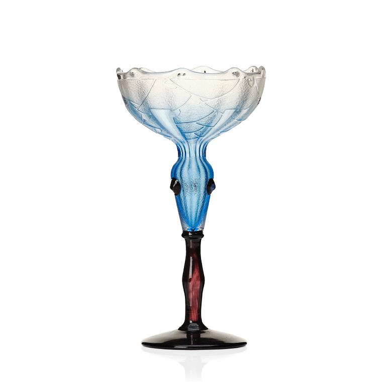 Cristalleries Schneider (Charles & Emile Schneider) a glass goblet 'a Coupe Bijoux', France 1920s.