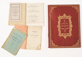 BOKPARTI OM TOPOGRAFI OCH NAUTICA, 29 vol resp 4 häften, bla "Voyage dans les departemens de la France.." Paris 1792.