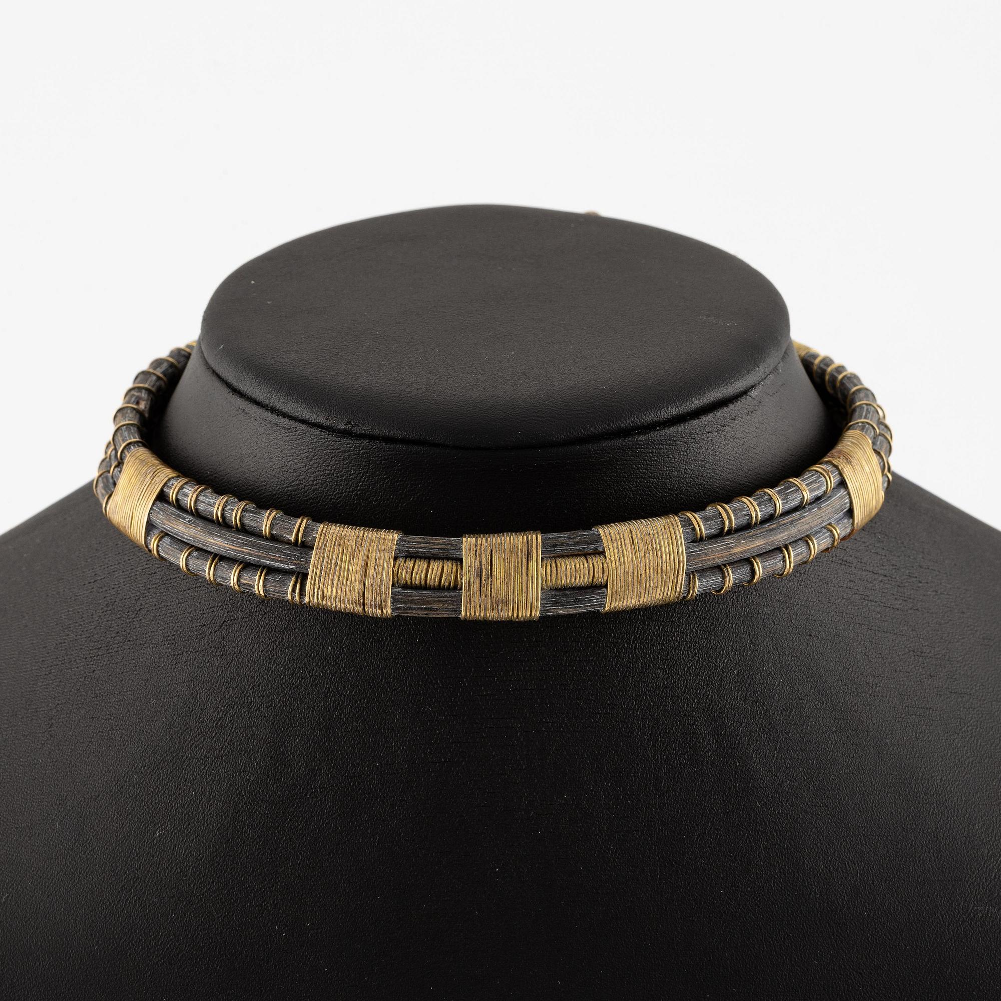 Vivianna Torun Bülow-Hübe, a necklace, brass and rattan, Stockholm executed in her own workshop late 1940's.