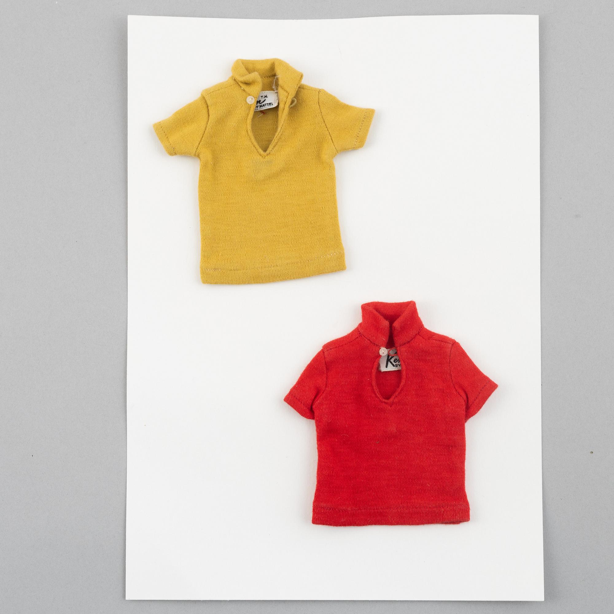 Clothing sets, Ken, 5 pcs, including "Ken Special Date, 1401" & "Ken Country Clubbin, 1400", Mattel, 1960s.