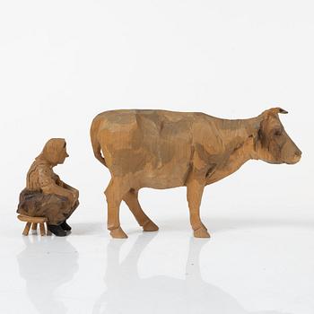 Axel Petersson Döderhultarn, Milkmaid and cow.