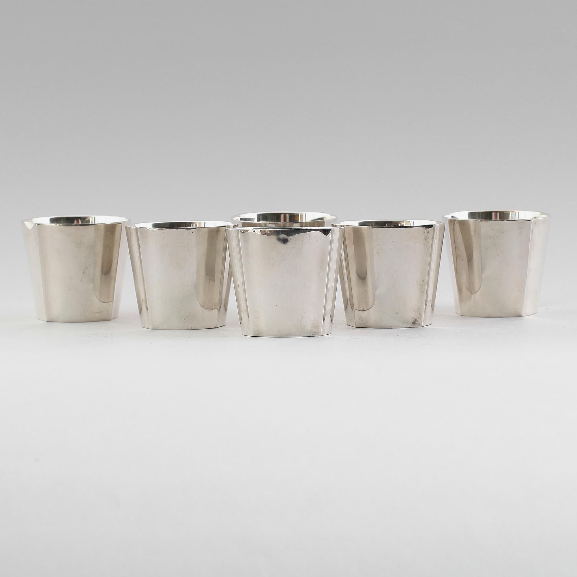 BÄGARE, 6 st, nysilver, Sigvard Bernadotte för Gense.