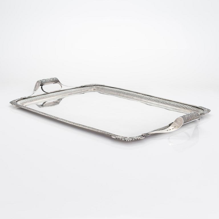 A silver tray, maker's mark of Henrik Tallberg, St. Petersburg 1826.