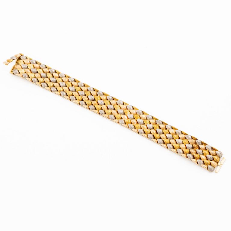 A bracelet, three-coloured gold, circa mid/late 20th century.