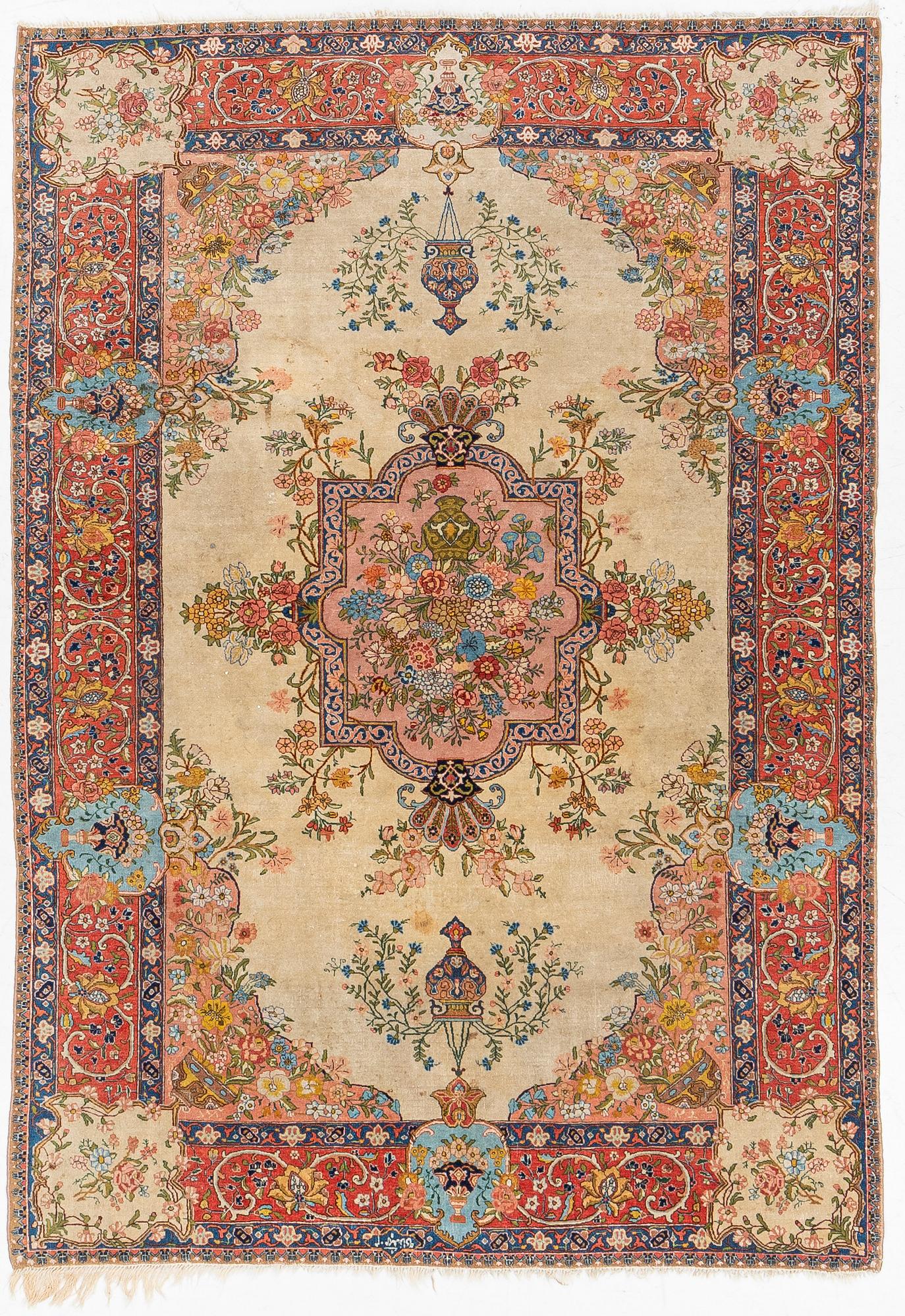 A semi-antique Tabriz carpet, West Persian, c. 250 x 175 cm.