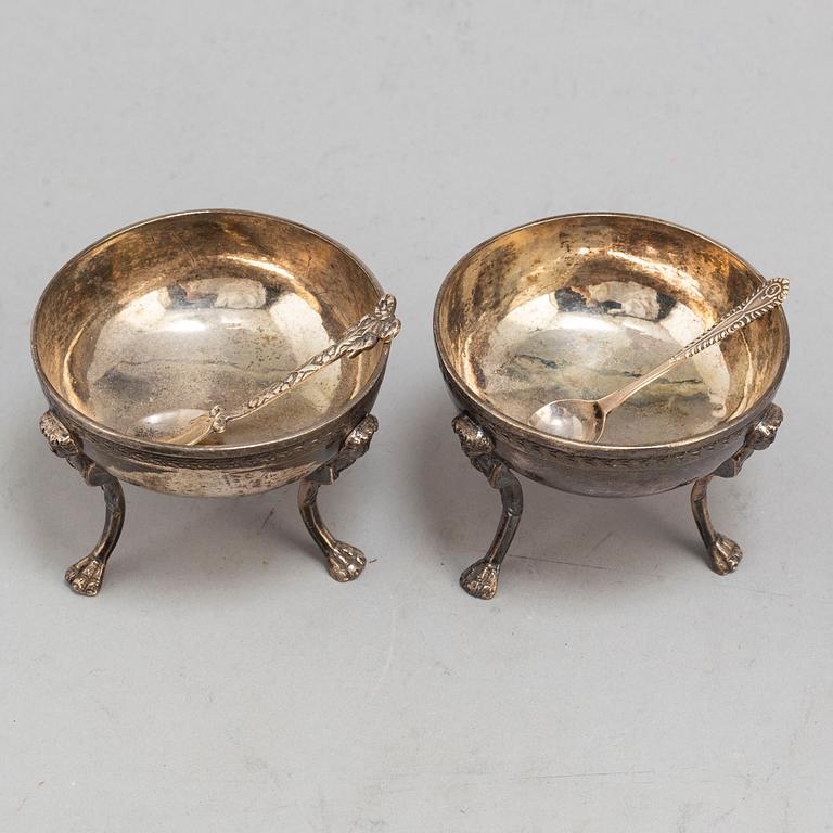 Six silver salt cellars, 19th century.