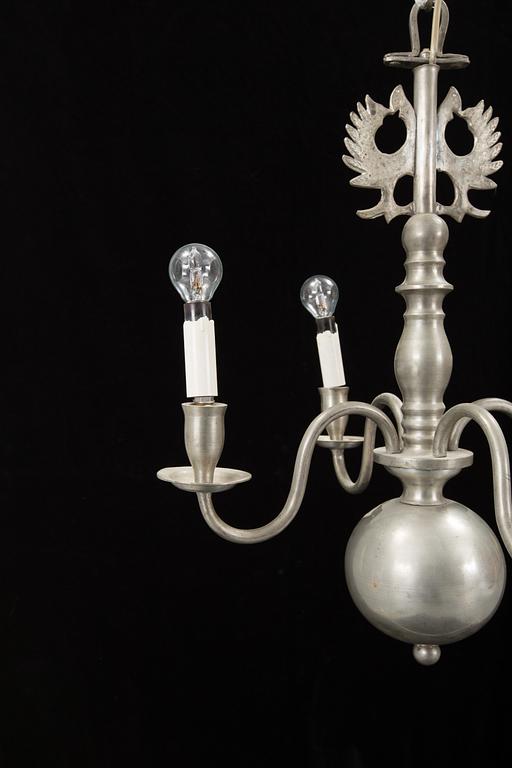 An early 20th pewter century chandelier.