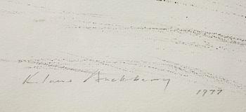 KLAUS BACKBERG, blandteknik på papper, signerad och daterad 1977.