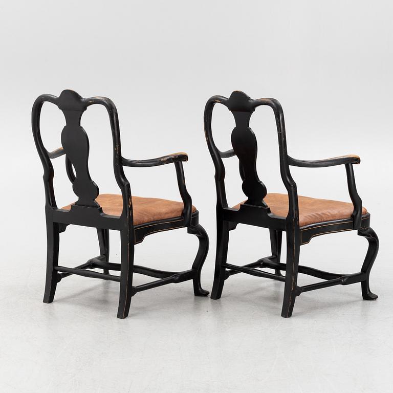 A pair of Rococo style armchairs. first half of the 20th Century.