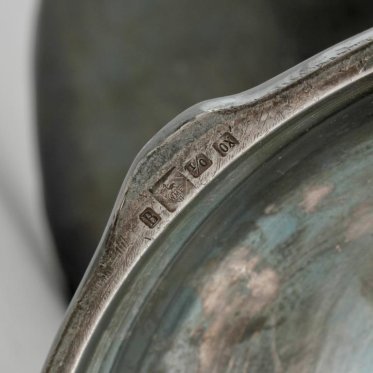 SKÅL PÅ FOT, vitmetall, Wurttembergische Metallwarenfabrik, WMF, jugend, tidigt 1900-tal.