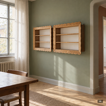 Swedish Modern, a pair of pine wall-mounted shelves, Swedish, 1930s/40s.