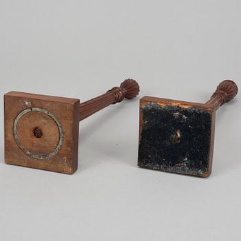 Two candlesticks, probably England. Early 19th century.