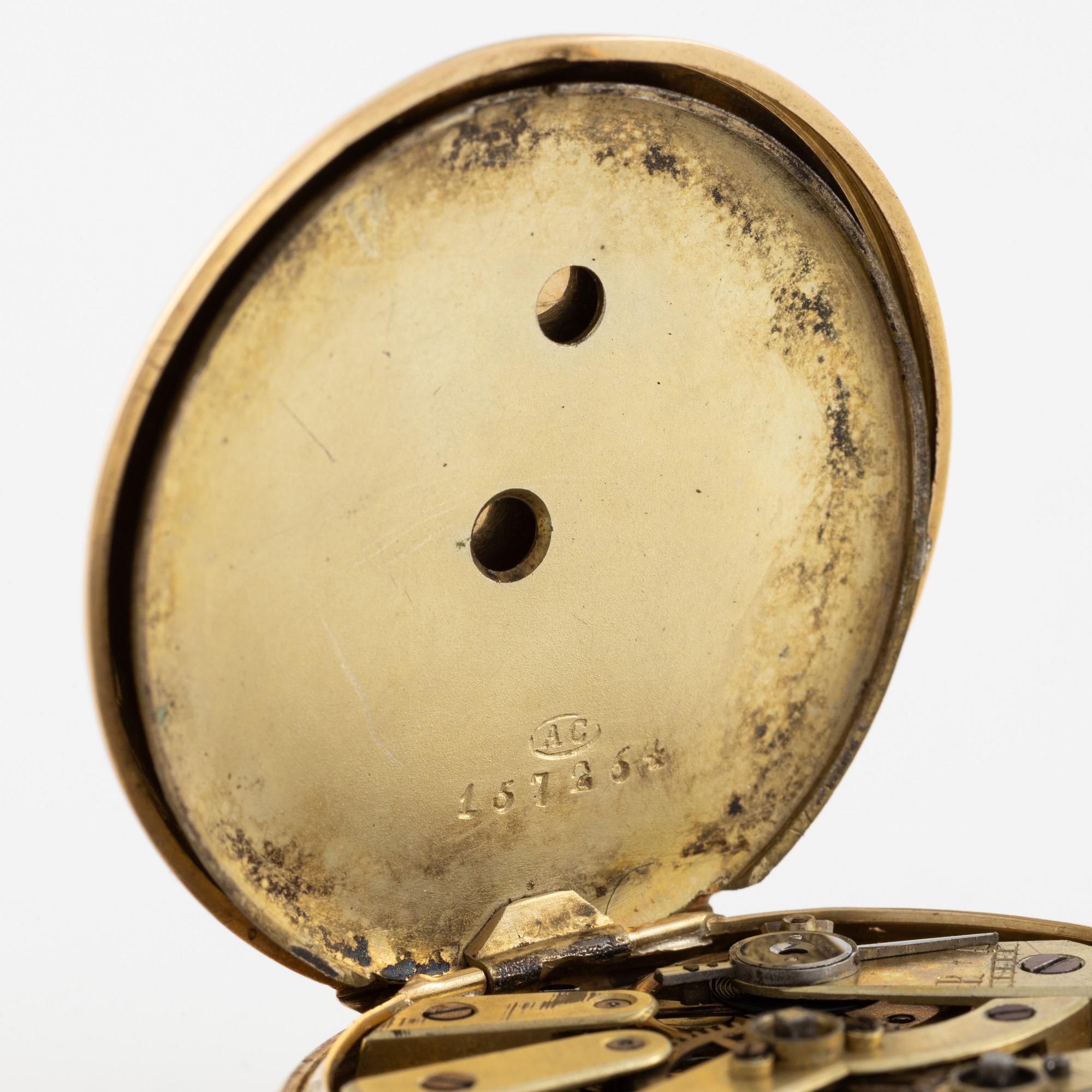Pocket watch, 18K gold, 37 mm.