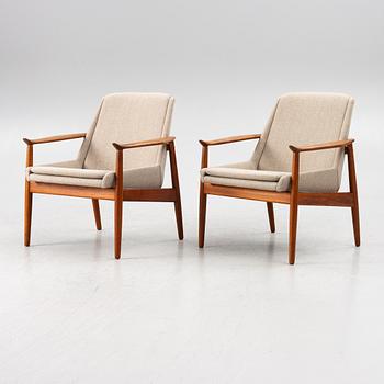 Arne Vodder, fåtöljer, ett par, modell No. 810, Slagelse Møbelvaerk A/S, Danmark, 1900-talets mitt.