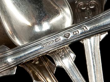 BESTICK, 47 delar, silver, Wigren, 1857. Total vikt ca 2298 g.