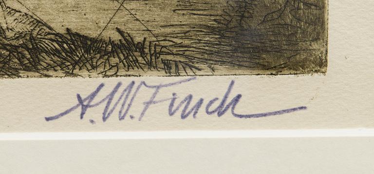ALFRED WILLIAM FINCH, etsning, signerad även i plåten.