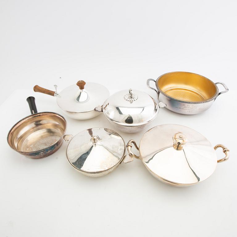 Serveringskarotter 6 st nysilver 1900-talets första hälft/mitt.