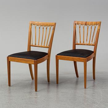 A set of six mahogany and rattan dining chairs, Josef Frank, , model 1165, Svenskt Tenn, Stockholm.