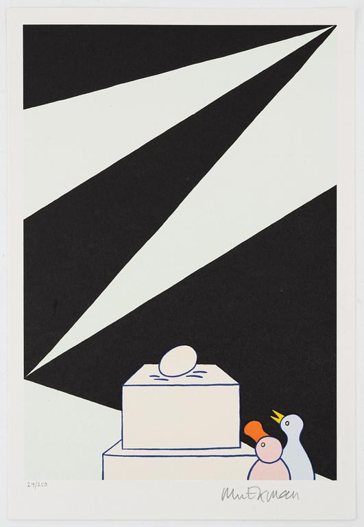 Marie-Louise Ekman, "Ett ägg-monument, två småfåglar och en Olle Baertling-målning. Ur mappen "Monument 1981-2021".