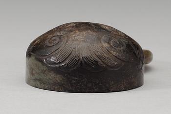 An archaistic mascaron with ring handle, presumably Qing dynasty.