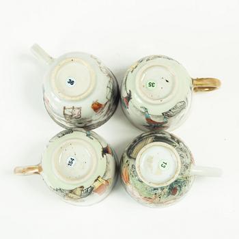 Koppar, fyra stycken, porslin, Kina, Qingdynastin, 1700-tal.