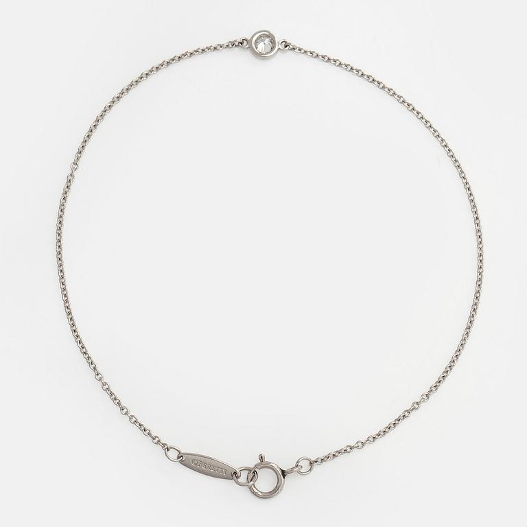 Tiffany & Co, Elsa Peretti, a platinum 'Diamonds by the Yard' bracelet with a brilliant-cut diamond.