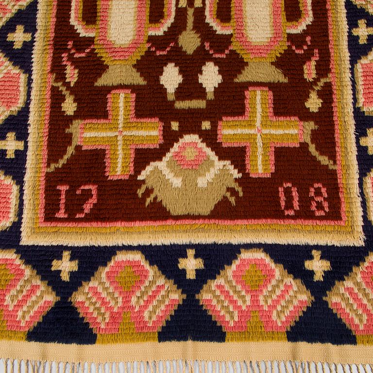 Ryijy, Keski-Häme-malli, päivätty 1708-1930, valmistaja Suomen Käsityön Ystävät. Noin 219x136 cm.