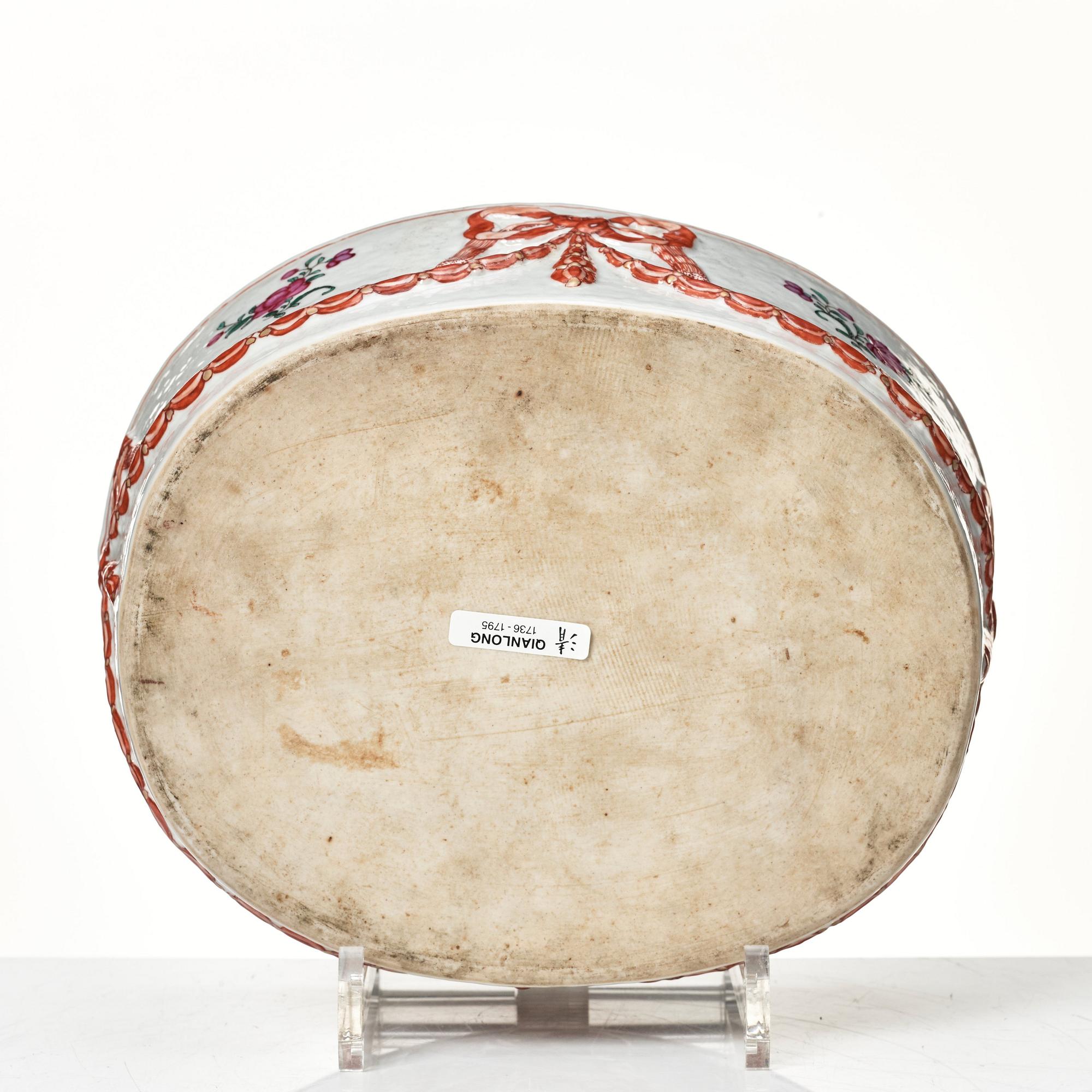 Pastejform med lock och fat, kompaniporslin. Qingdynastin, Jiaqing (1796-1820).