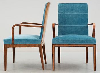 A pair of Axel Larsson armchairs by Albin Johansson, Wickman & Nyberg, Stockholm 1930.