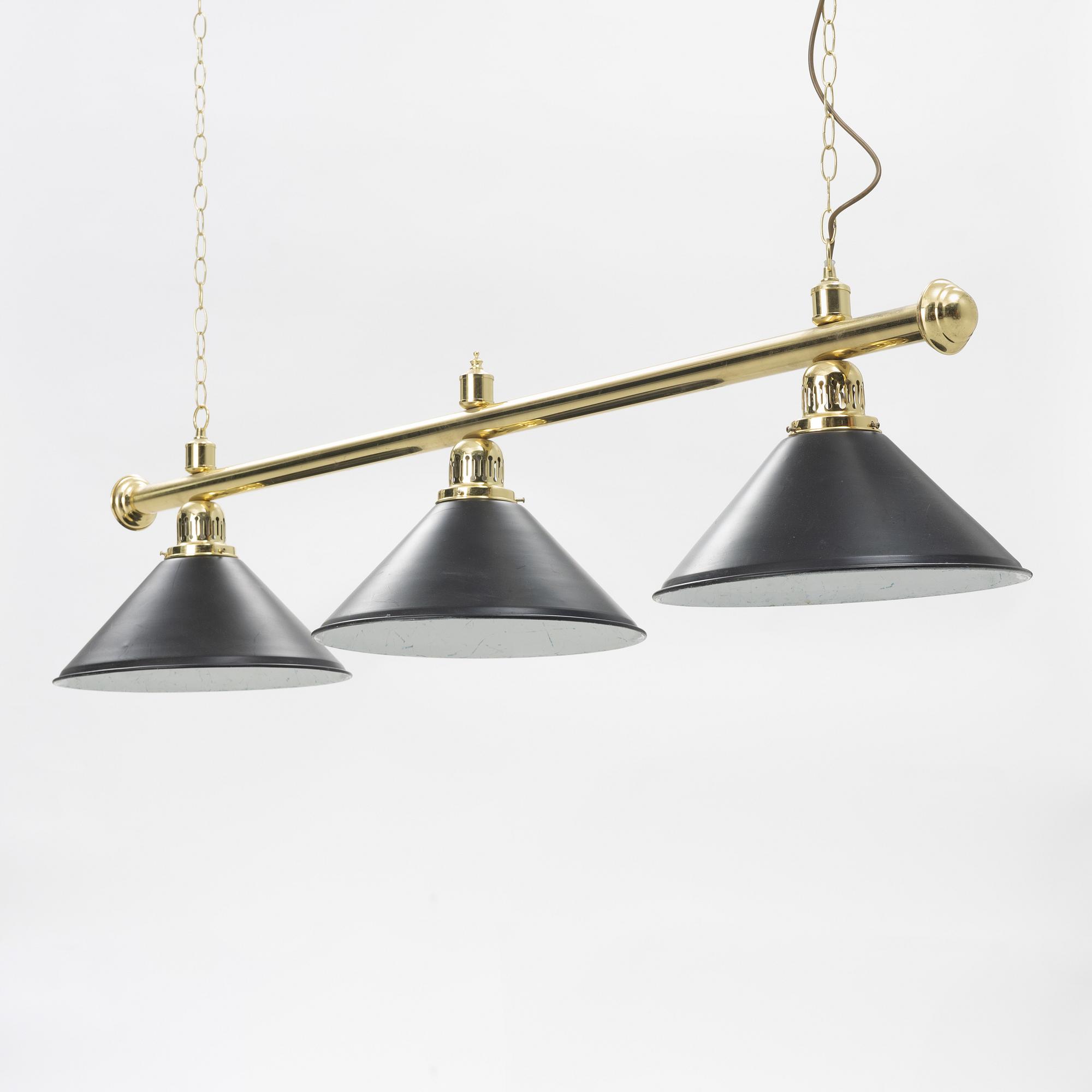 A set of lamps for a pooltable, 20th Century.