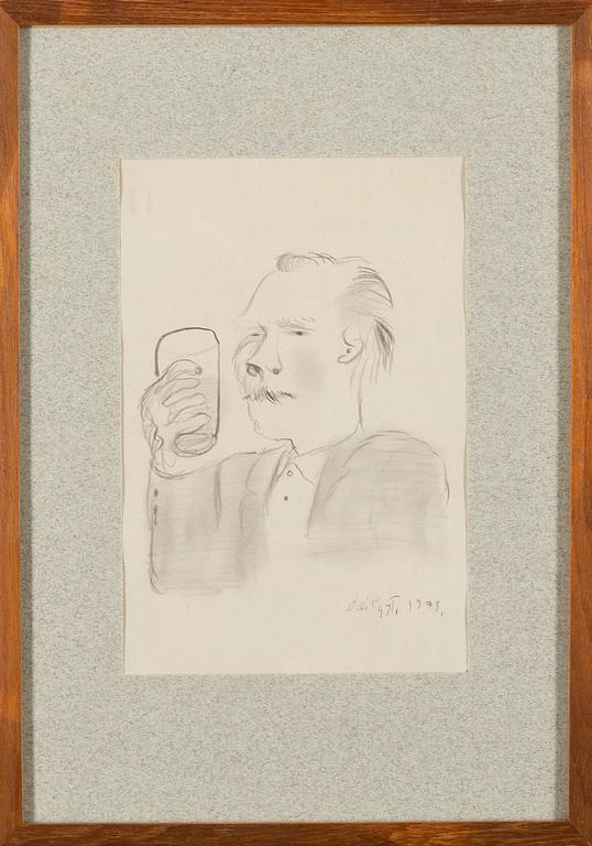 OLLI LYYTIKÄINEN, "SELF PORTRAIT WITH A GLASS IN HAND", 1973.