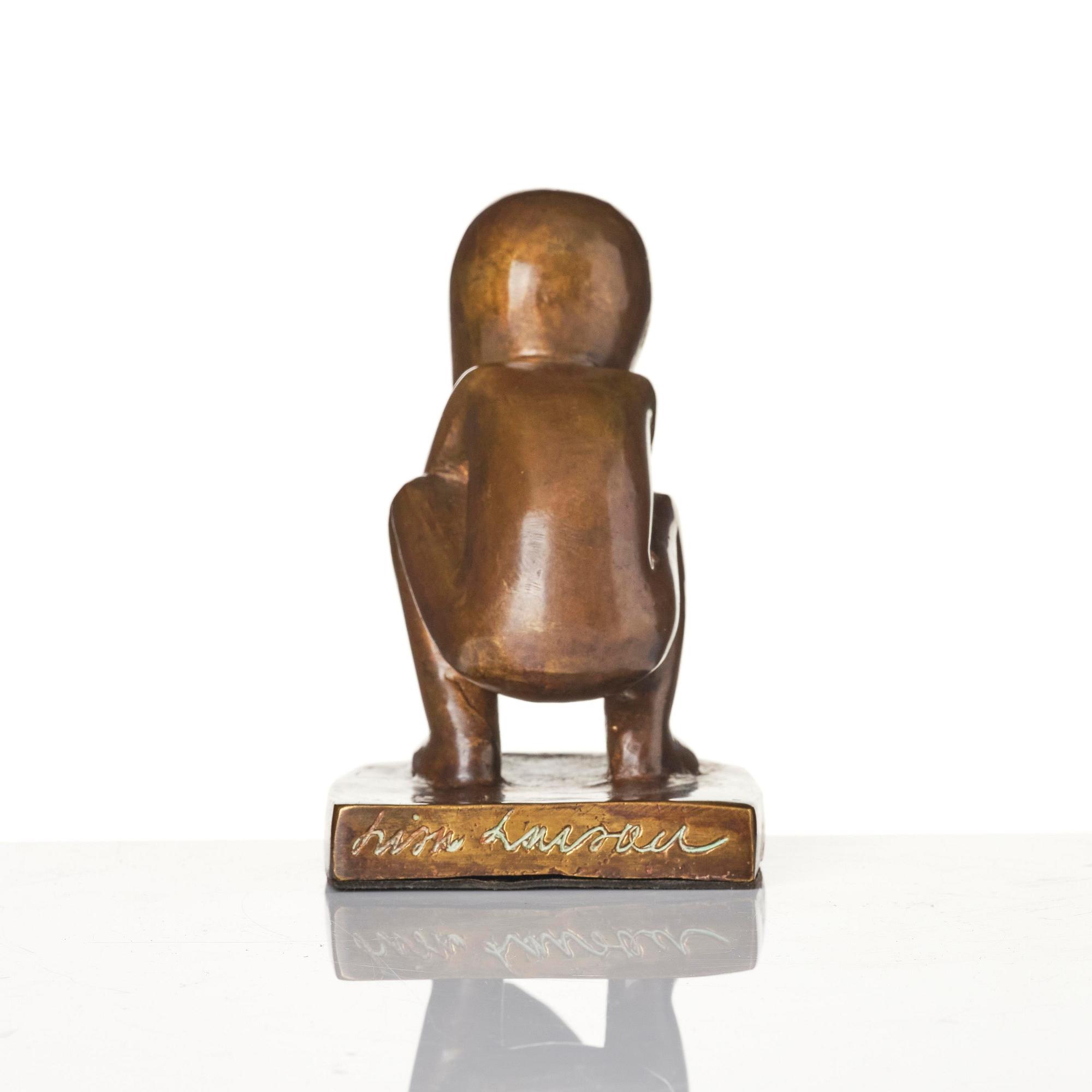 Lisa Larson, sculpture, bronze, "Storseglar'n", Scandia Present, ca. 1978, ed. 181/999, with original box and folder.