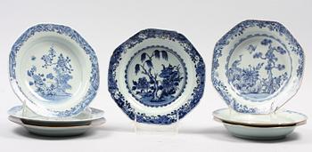 TALLRIKAR, 7 ST, porslin, Qianlong, KINA. 1700-tal.