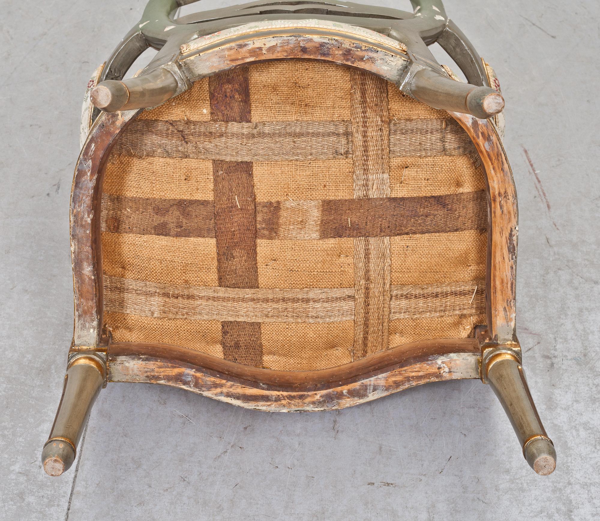 KARMSTOL, sengustaviansk, sekelskiftet 1700/1800.