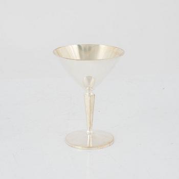 Cocktailglas, 12 st, silver, K&EC, Göteborg, 1962.
