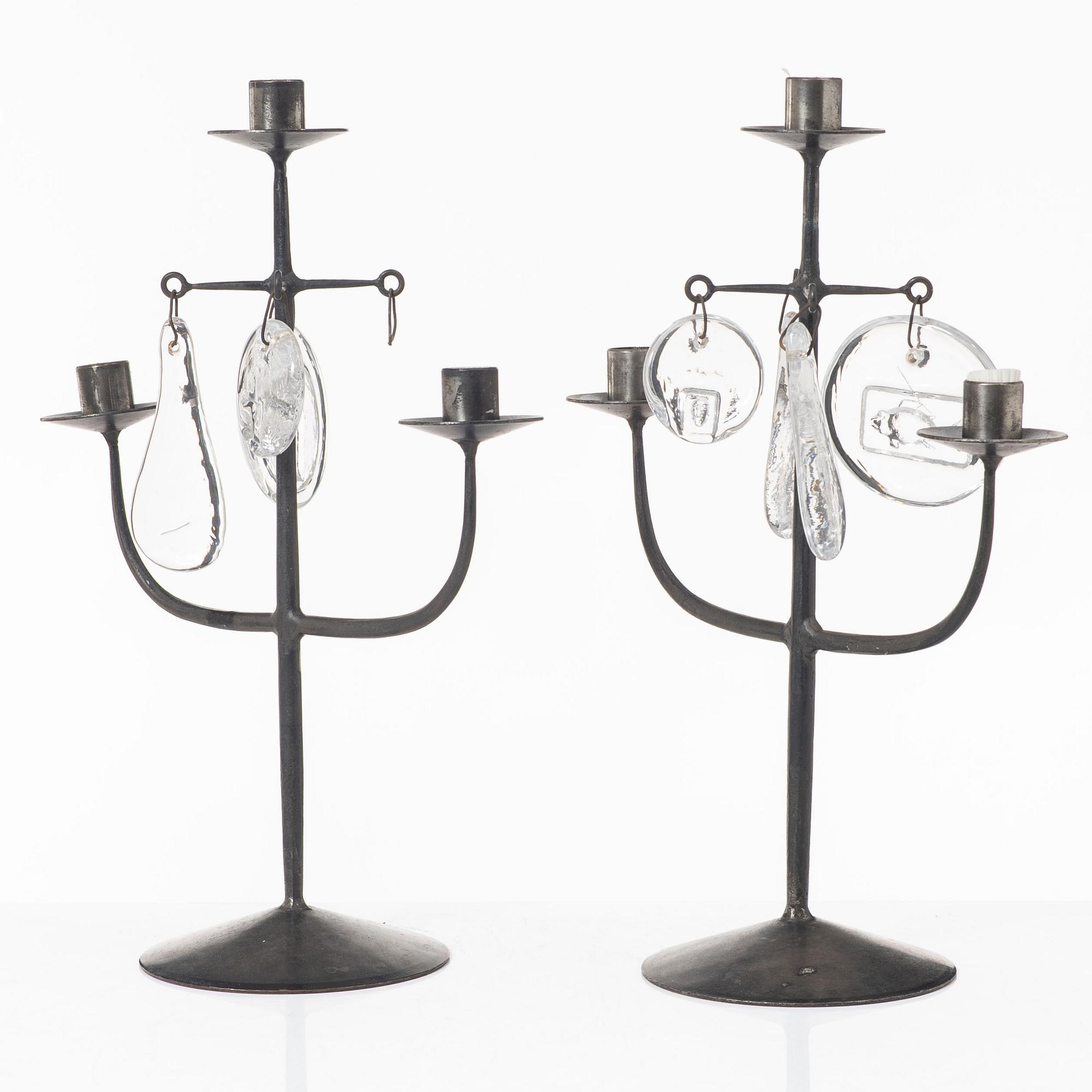 Erik Höglund, a pair of candelabra, Boda Smide, second half of the 20th Century.