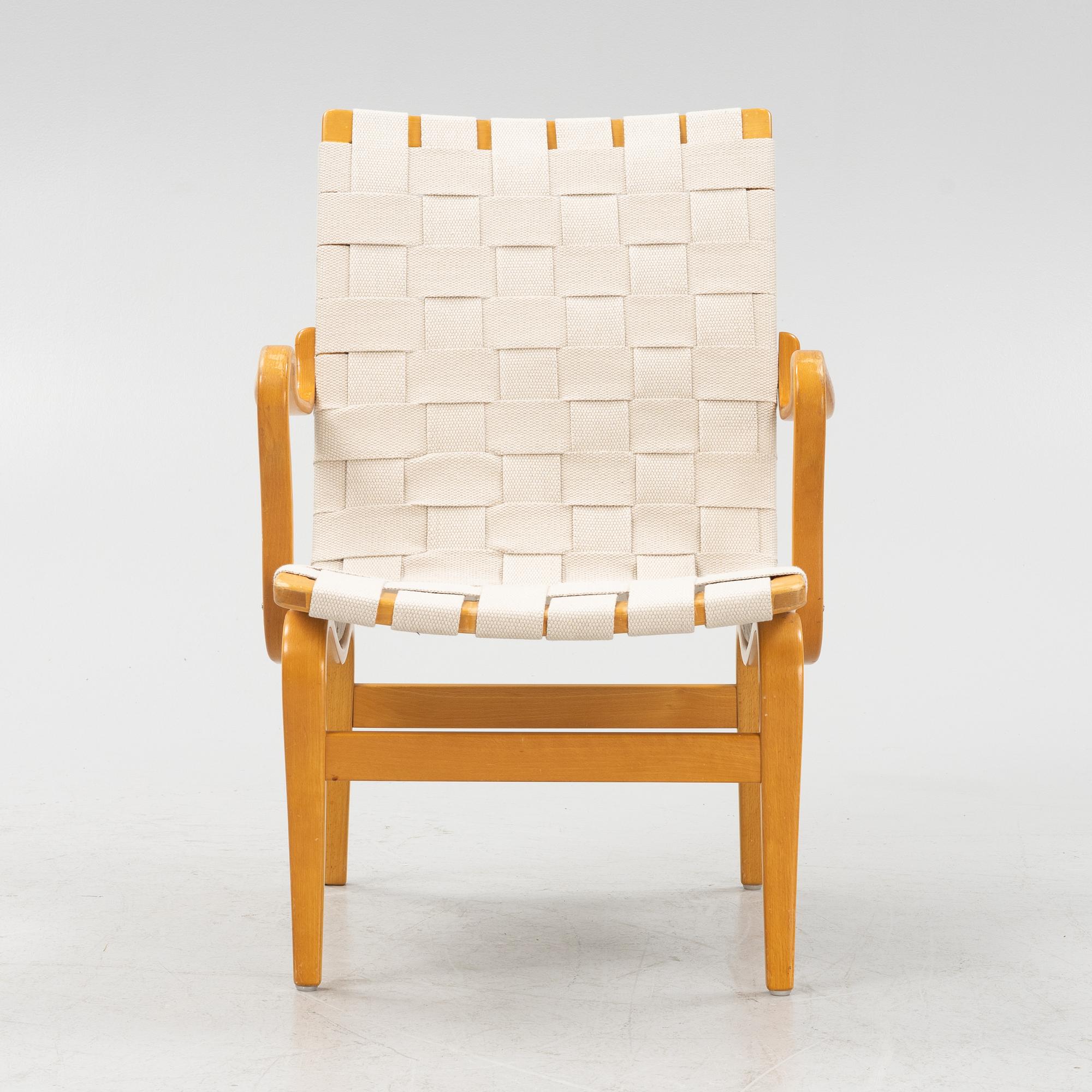 Bruno Mathsson, an 'Eva' armchair, Firma Karl MAthsson, Värnamo, mid 20th century.