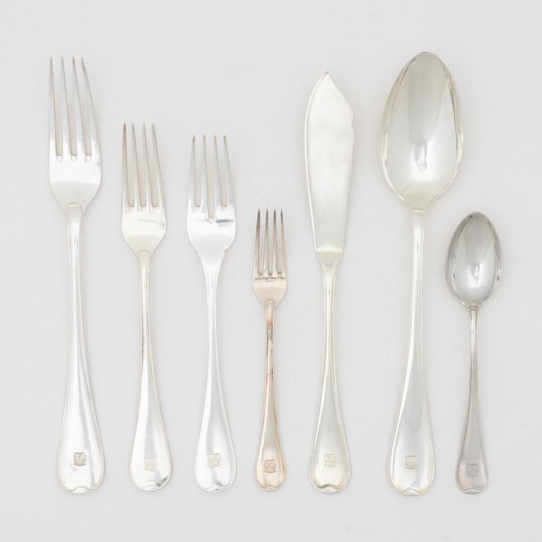 C.G. Hallberg, a Swedish silver cutlery set, model "Svensk", Stockholm, some 1950 (84 pieces).