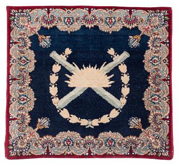 332. A semi-antique pictoral Keshan rug, so called Dabir, c. 48.5 x 52 cm.